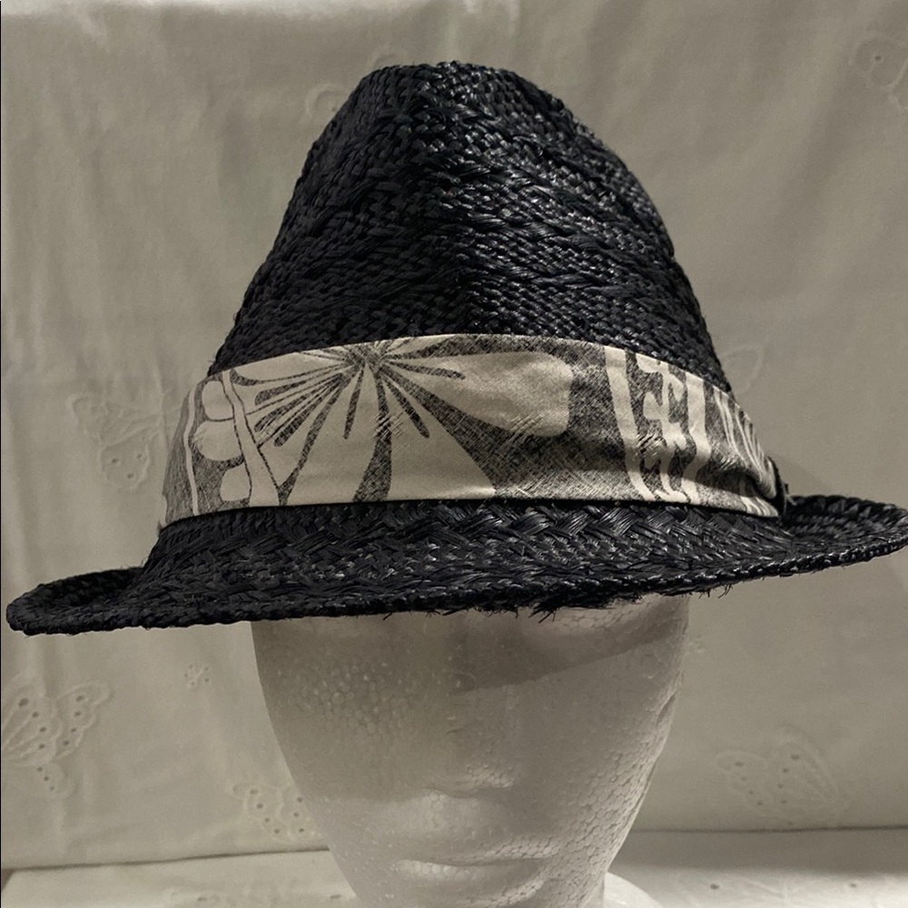 Tommy Bahama - Shade Maker. Black Straw Fedora. Orange Accent✨ Large/X-Large.